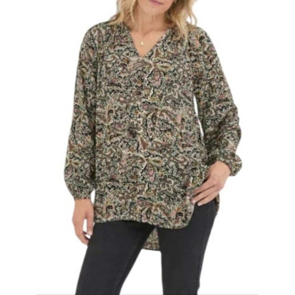 Fat Face Paisley Floral Earth Toned Boho Blouse